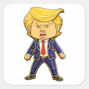 Sticker Carré Épinglette de revers Trump heureux Mème Trump en c