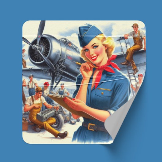 Sticker Carré Épiningle d'avion vintage
