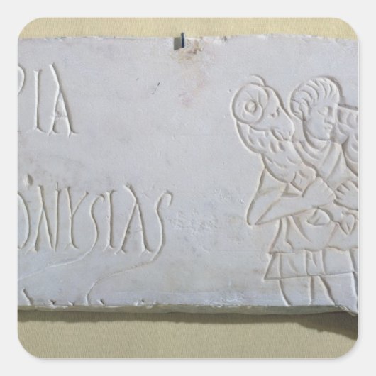 Sticker Carré Epitaph avec un soulagement du Bon Pasteur (Devant)