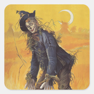 Sticker Carré Épouvantail du Magicien d'Oz, Contes de Fées Ancie