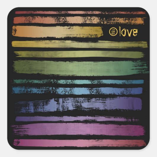 Sticker Carré Equality Love Rainbow Brush Strokes LGBTQ ID656 (Devant)