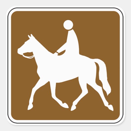Sticker Carré Equestrian Trail Riding Horse Silhouette Icon (Devant)