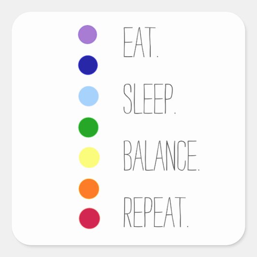 Sticker Carré Equilibre de sommeil Manger Design Chakra simple (Devant)