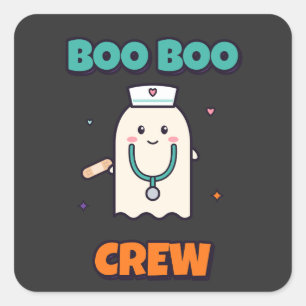Sticker Carré Équipage Bisou Bisou Infirmière Halloween Fantôme