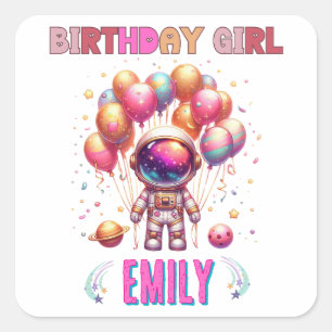 Sticker Carré Équipage de vol pour filles de l'espace extra-atmo