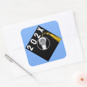 Sticker Carré Équipe de crosse Nuit supérieure Bleu clair (Enveloppe)