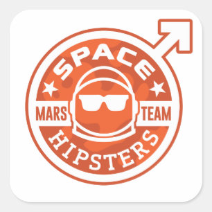 Sticker Carré ÉQUIPE de Hipsters® MARS de l'espace 3"