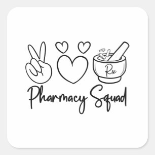 Sticker Carré Équipe de la pharmacie Médecine Pharmaciste Techni