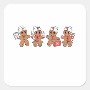 Sticker Carré Équipe de Noël Santa Gingerbread Équipe de soins i