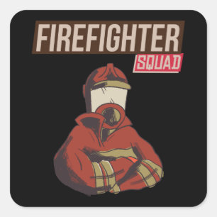 Sticker Carré Équipe de pompiers fiers