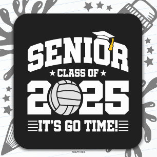 Sticker Carré Équipe de volleyball Classe 2025 Graduation Senior