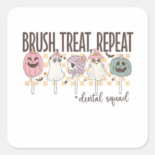 Sticker Carré Équipe dentaire drôle et effrayante Brosse Traite