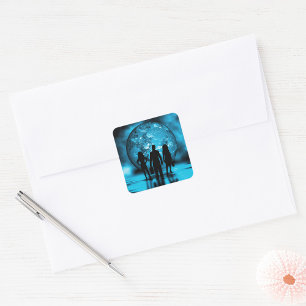 Sticker Carré Équipe d'entreprise Silhouette Futuriste