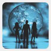 Sticker Carré Équipe d'entreprise Silhouette Futuriste (Devant)