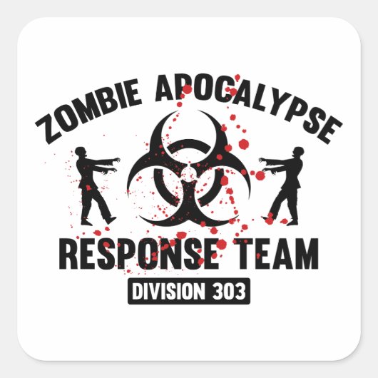 Sticker Carré Équipe d'intervention de Zombie Apocalypse (Devant)