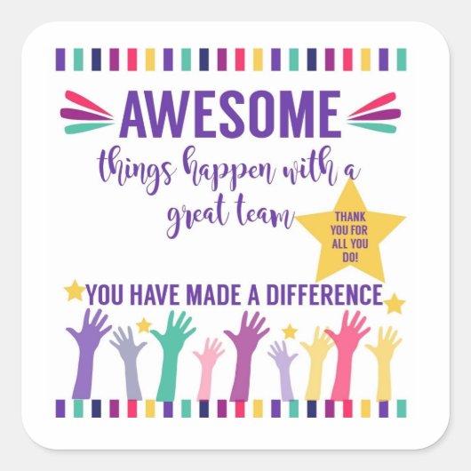 Sticker Carré équipe géniale (Devant)