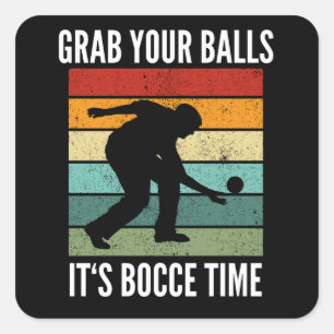 Sticker Carré Équipe Joueur-Boules de Bocce Funny