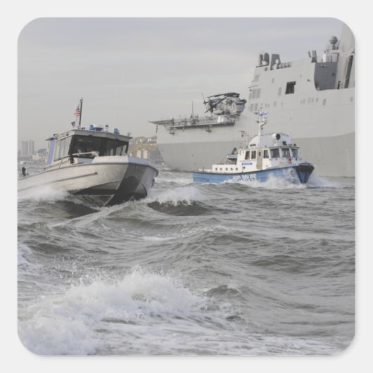 Sticker Carré Équipes de la garde côtière et du service de polic (Devant)