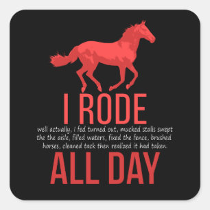 Sticker Carré Équitation - Cheval Ride Cadeau