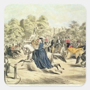 Sticker Carré équitation dans Rotten Row, Hyde Park