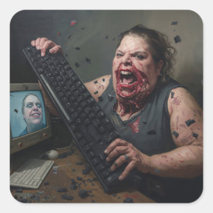 Sticker Carré Erreur de Rage : Défaillance Système - Ctrl Alt Dé
