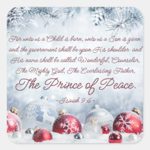 Sticker Carré Ésaïe 9:6 Un enfant est né Noël