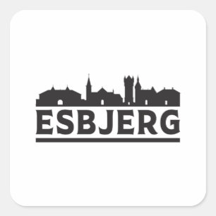 Sticker Carré Esbjerg Danemark City Skyline Cityscape Voyage Cad