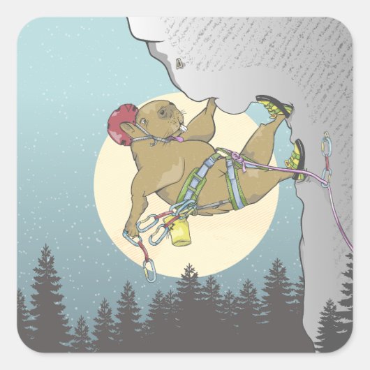Sticker Carré Escalade rocheuse Capybara (Devant)