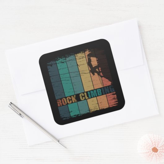 Sticker Carré Escalade rock grimpeur vintage (Enveloppe)