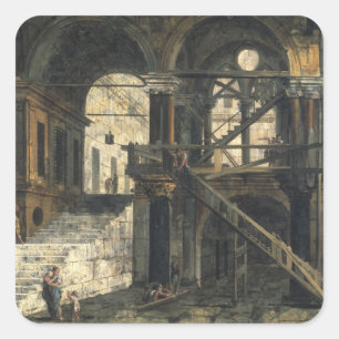 Sticker Carré Escalier dans une maison de la Renaissance, vers 1