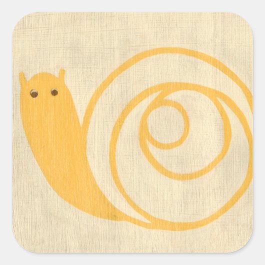 Sticker Carré Escargot jaune sur Arrière - plan crème (Devant)