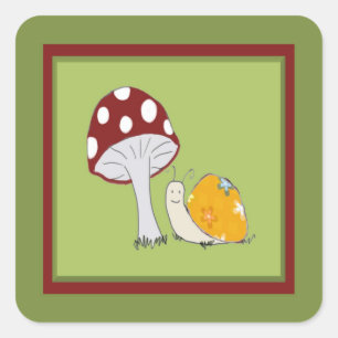 Sticker Carré Escargot souriant par un chevalet de cheville
