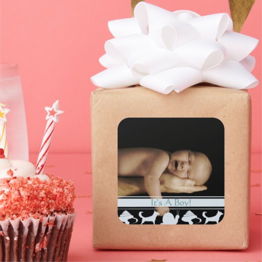 Sticker Carré Escargots Coquilles & Chien Chien Tails Baby Boy P (Fête)