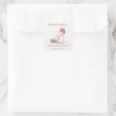 Sticker Carré Escarpins Rose Pâle Fleuris Mariage Douce Élégance (Sac)