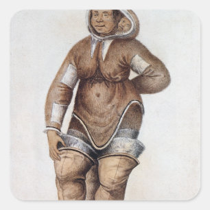 Sticker Carré Eskimo femme et bébé