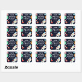 Sticker Carré Espace amusant Thème Anniversaire Fête Favoriser (Feuille)