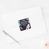 Sticker Carré Espace amusant Thème Anniversaire Fête Favoriser (Enveloppe)