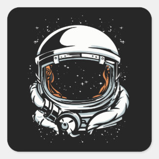 STICKER CARRÉ ESPACE D'ASSISTANCE ASTRONAUT