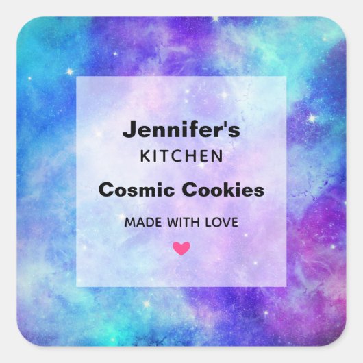 Sticker Carré Espace violet et bleu Galaxy Cuisine Abstraite (Devant)
