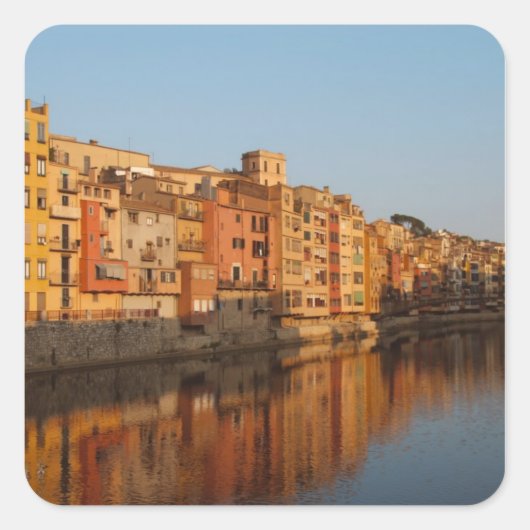 Sticker Carré Espagne. Catalogne. Gérone. Maisons sur l'Onyar (Devant)