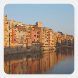 Sticker Carré Espagne. Catalogne. Gérone. Maisons sur l'Onyar