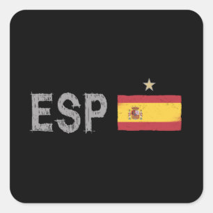 Sticker Carré Espagne Football Fan Chemise Espagnole Drapeau