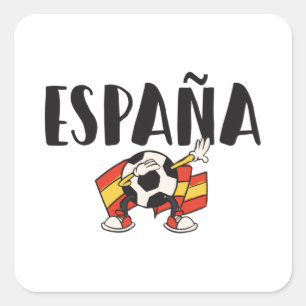 Sticker Carré Espagne Football Fan Shirt Drapeau