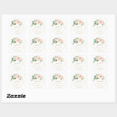 Sticker Carré Espagnol unique rose Blush Floral or Bautizo (Feuille)