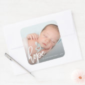 Sticker Carré Espoir Brush Script avec photo, nom et année (Enveloppe)