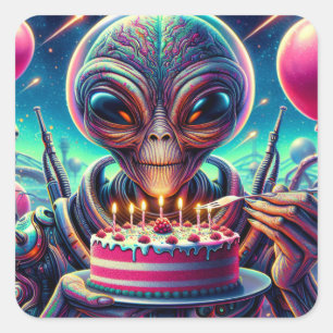 Sticker Carré Espoir que votre anniversaire soit hors de ce mond