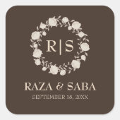 Sticker Carré Espresso Luxe Brown and Beige Wedding (Devant)