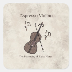 Sticker Carré Espresso Violino-Violon créé avec des grains de ca
