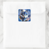 Sticker Carré Esprit animal indigène Wolf (Sac)