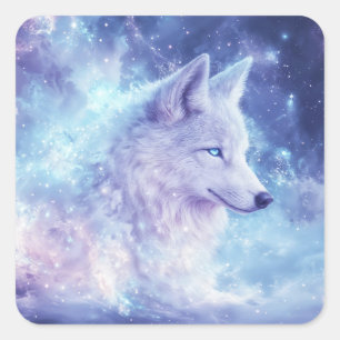 Sticker Carré Esprit de Loup dans la Nébuleuse de la Galaxie Pou